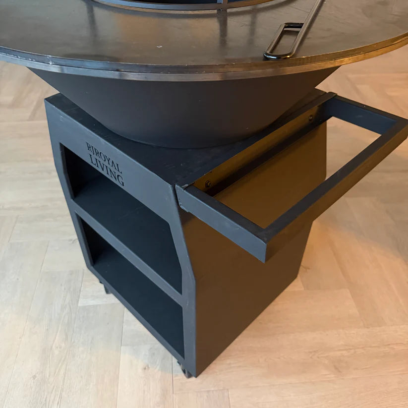 BBQ Plancha Grill Maestro XXL Ø80cm Blackline - With poker and wood storage