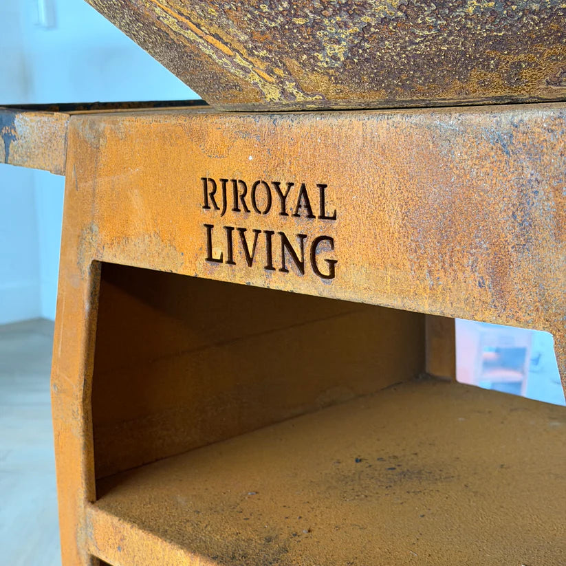 BBQ Plancha Grill Maestro XXL Ø80cm Corten steel - With poker and wood storage