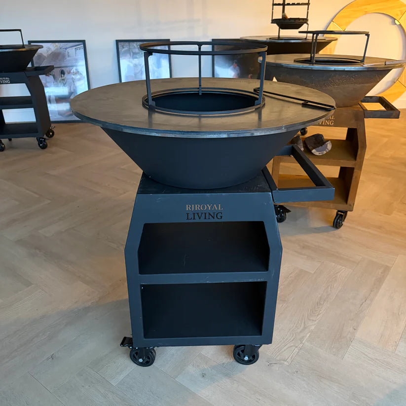 BBQ Plancha Grill Maestro XXL Ø80cm Blackline - With poker and wood storage