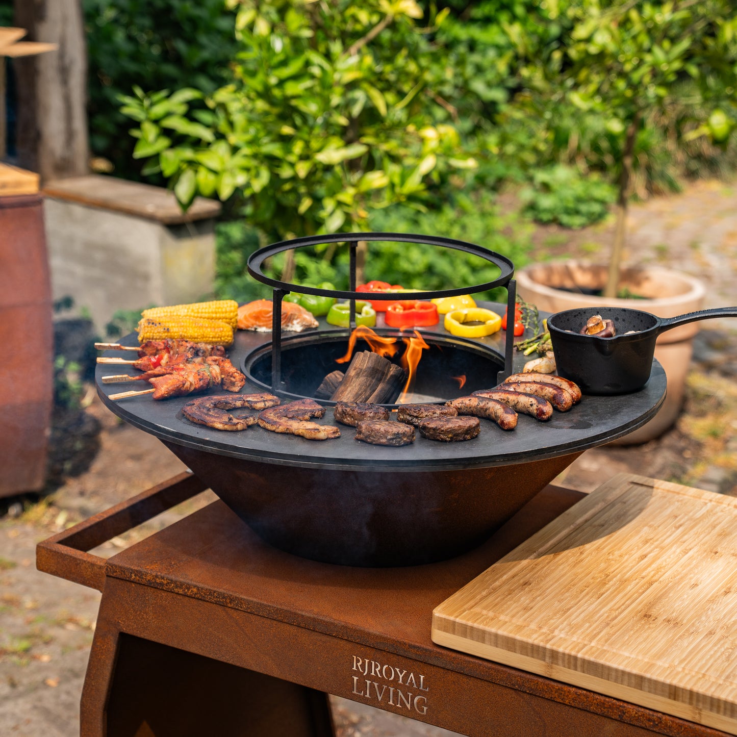 BBQ Plancha Grill Big Jack Corten steel 3.0 - With poker and wood storage