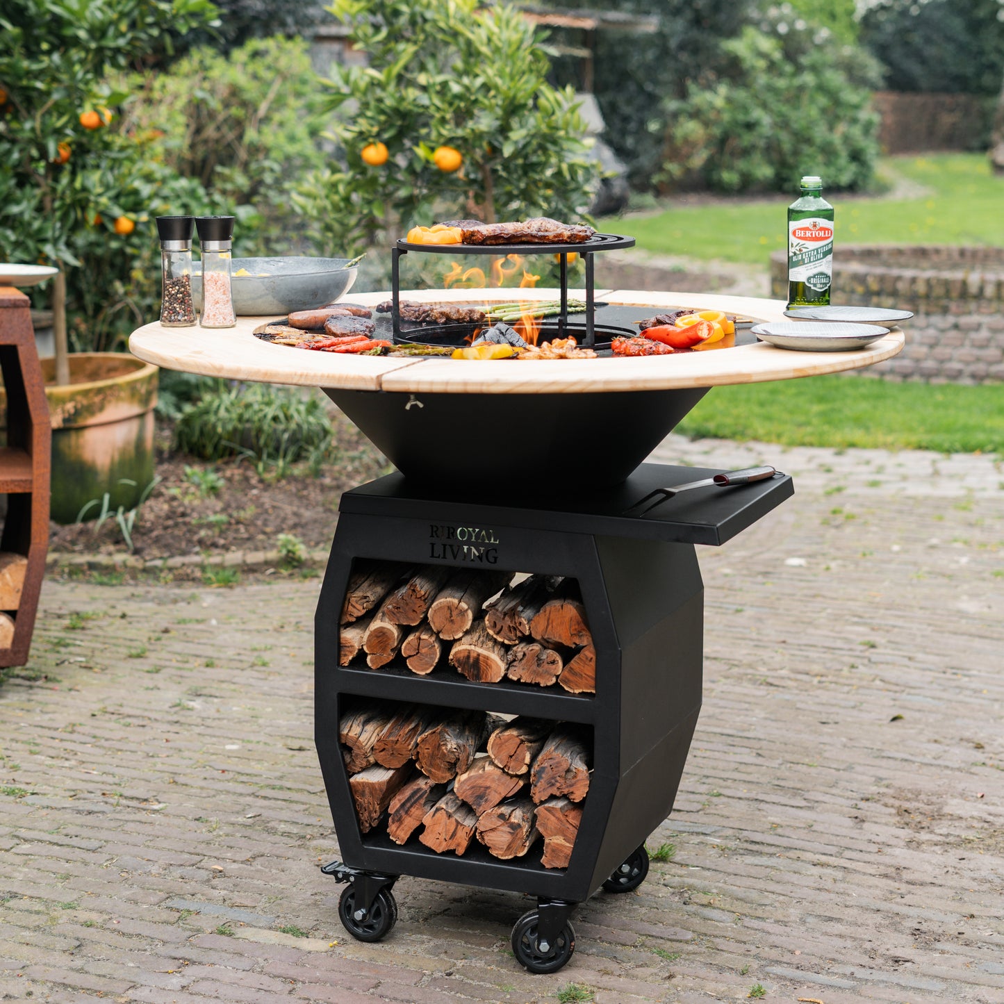 BBQ Plancha Grill Compañero XXL Blackline 2.0 - With wooden ring Plancha Mesa