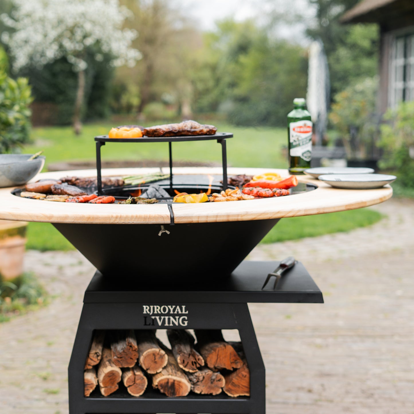 BBQ Plancha Grill Compañero XXL Blackline 2.0 - With wooden ring Plancha Mesa