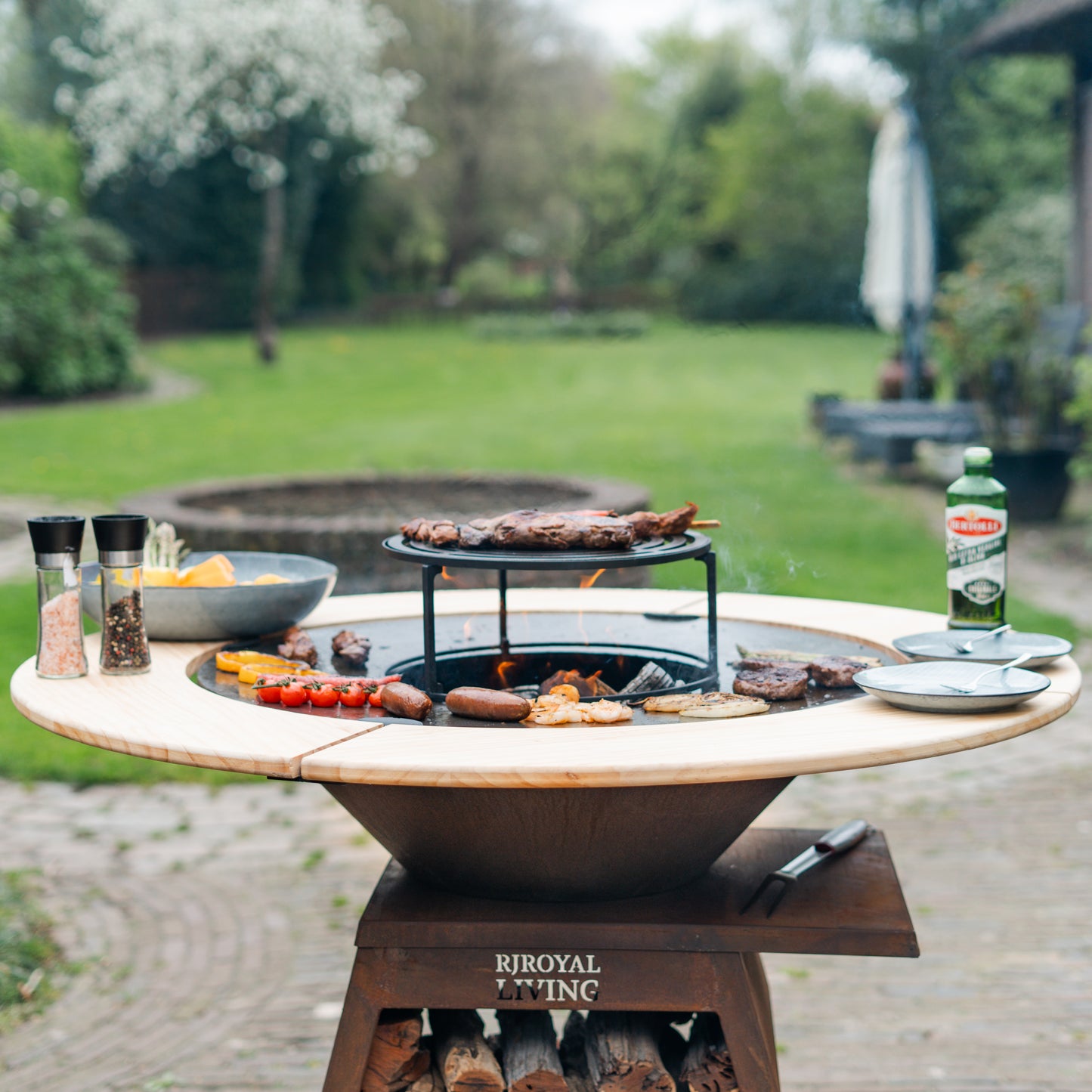 BBQ Plancha Grill Compañero XXL Cortenstaal 2.0 - With wooden ring Plancha Mesa