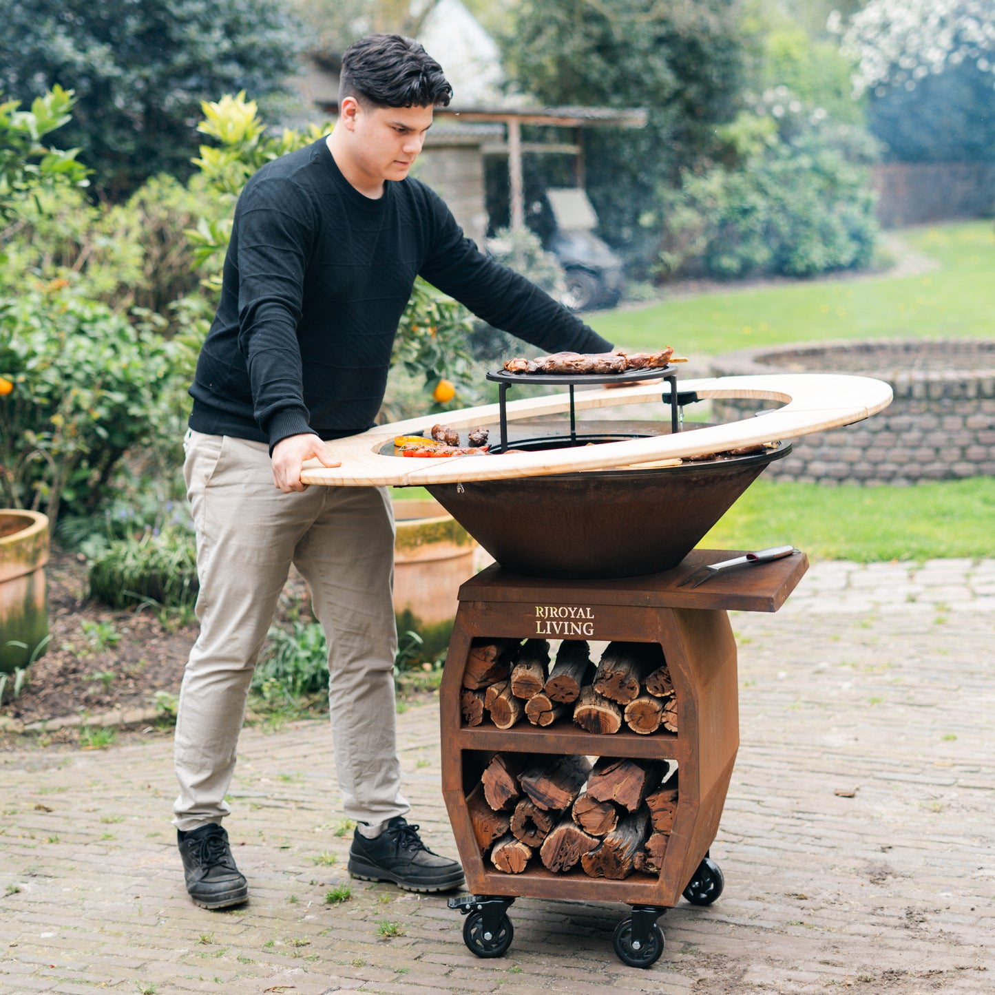 BBQ Plancha Grill Compañero XXL Cortenstaal 2.0 - With wooden ring Plancha Mesa