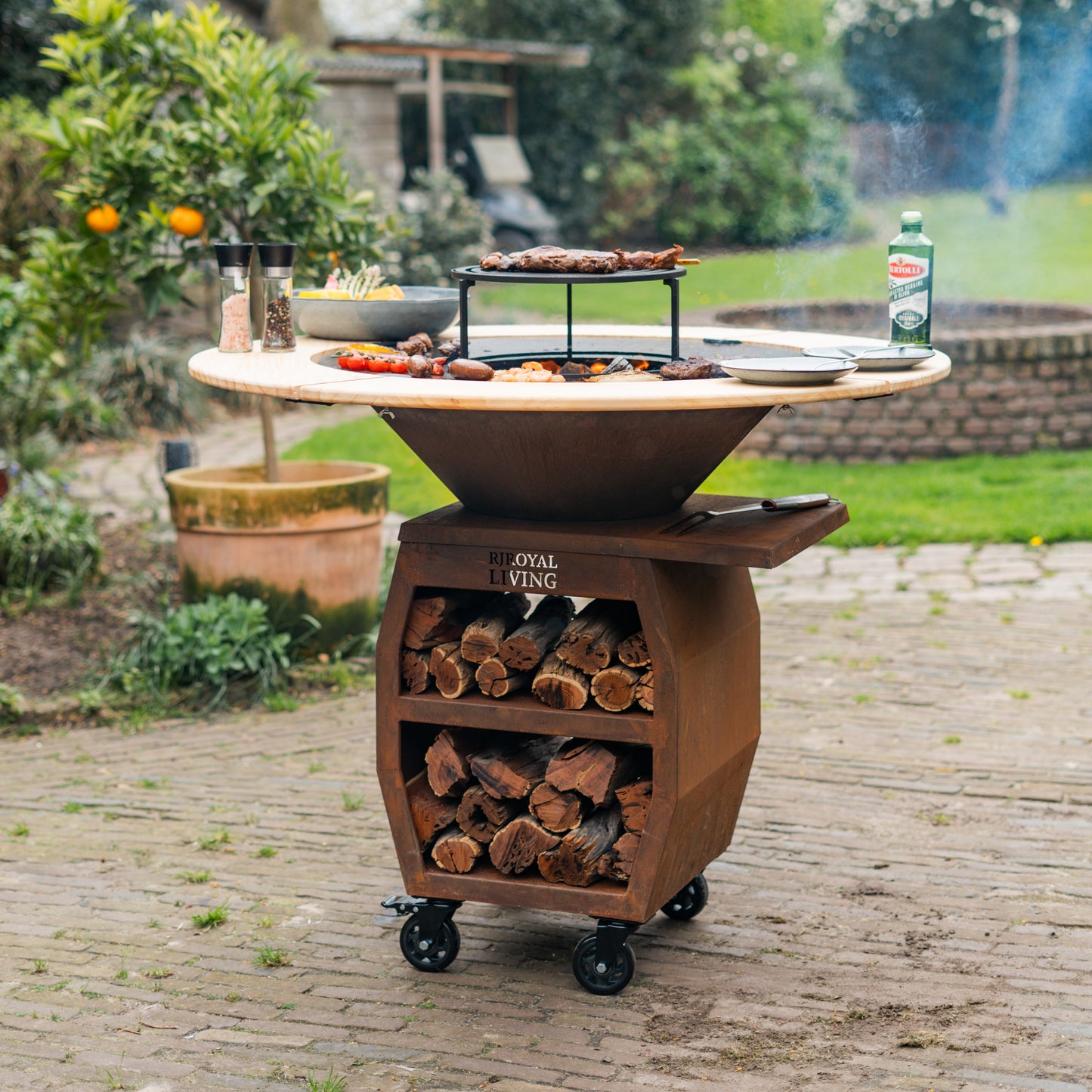 BBQ Plancha Grill Compañero XXL Cortenstaal 2.0 - With wooden ring Plancha Mesa