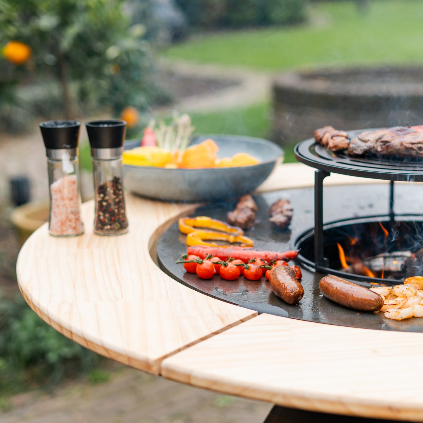 BBQ Plancha Grill Compañero XXL Cortenstaal 2.0 - With wooden ring Plancha Mesa