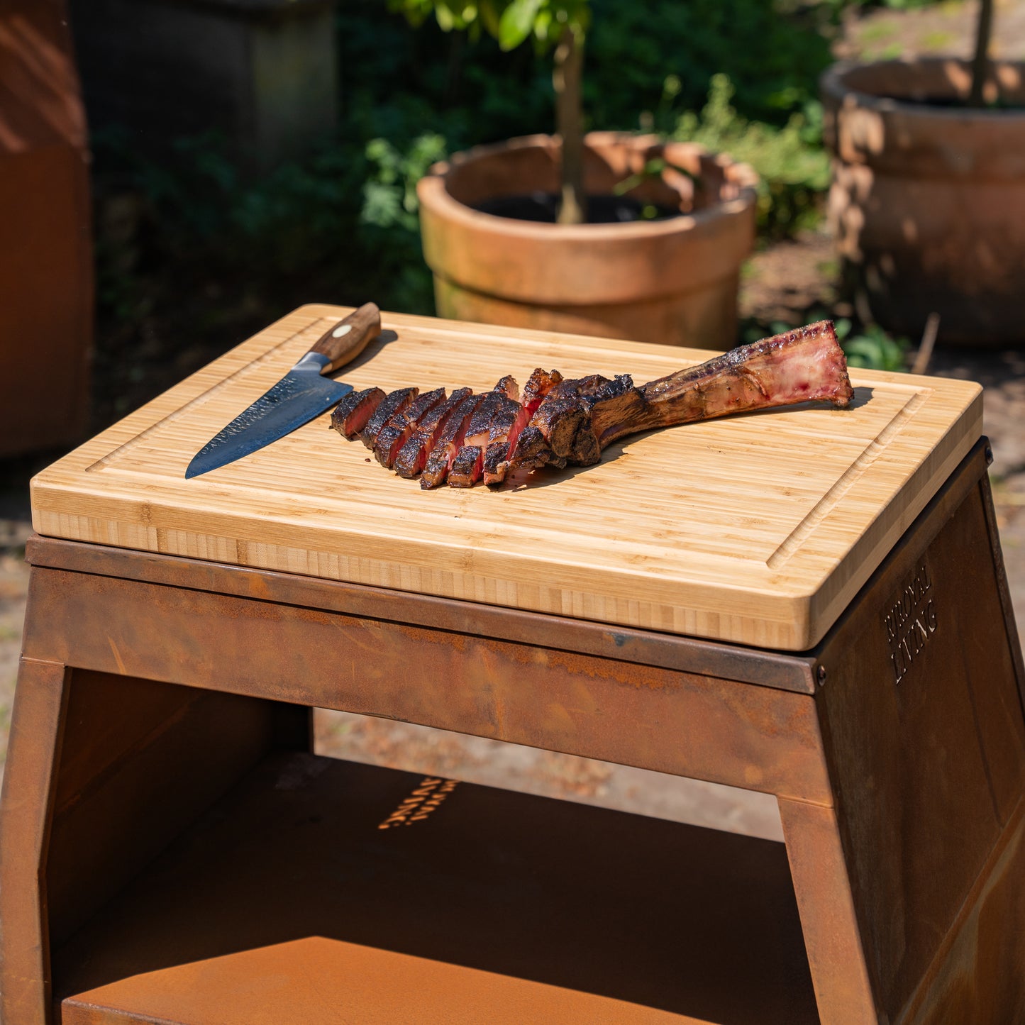BBQ Plancha Tisch - Tabla Cortar Cort Stahl - Mit Schneidebrett