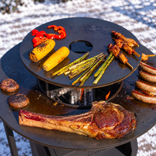 BBQ Plancha Extension Cooking Plate — winter setting