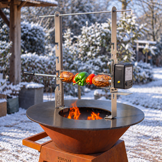 BBQ Plancha Rotisserie Set with Motor (304 RVS) — winter setting