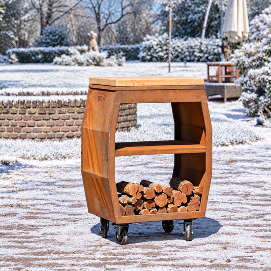 BBQ Plancha Table - Tabla Cortar Cortensteel - With Cutting Board — winter setting